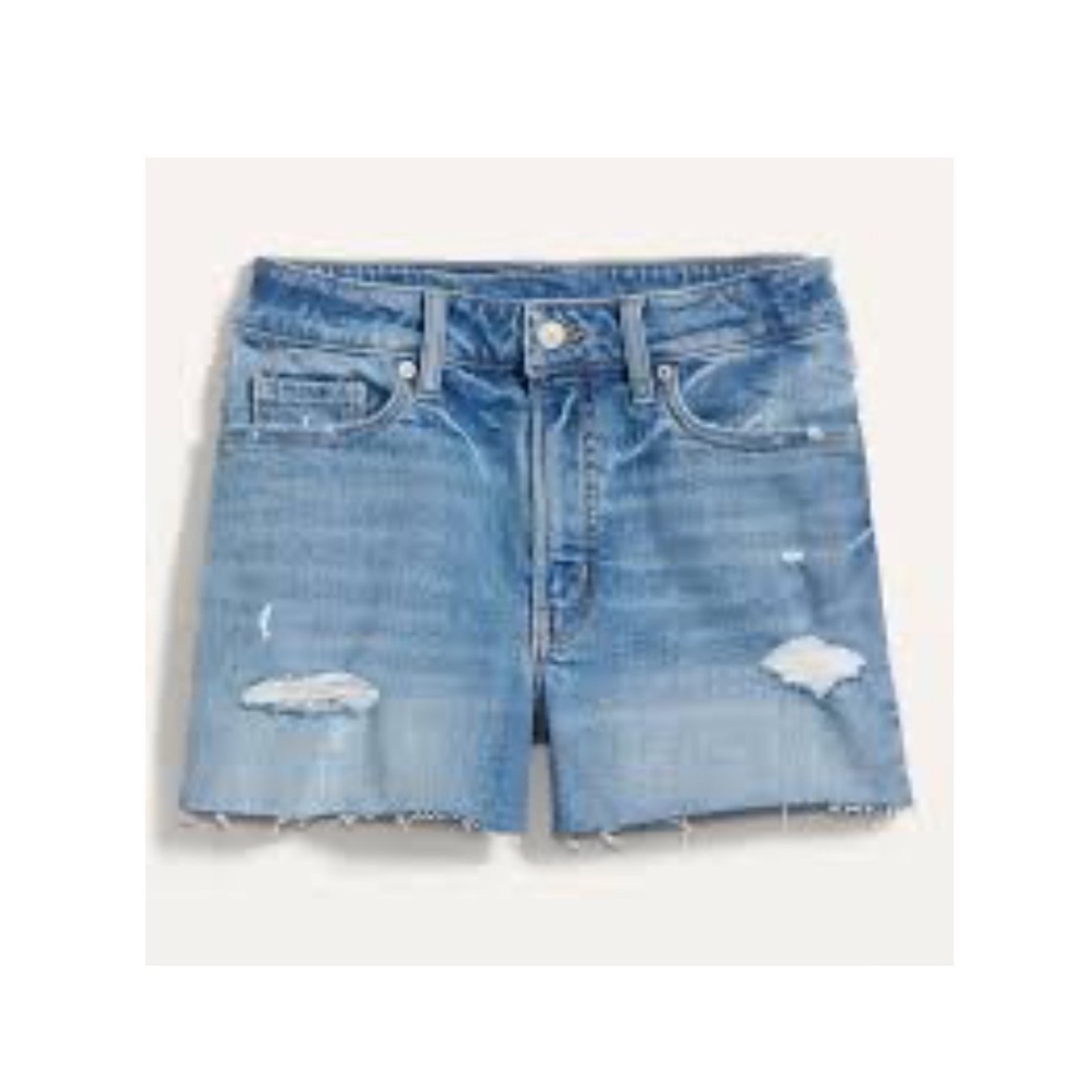 Old Navy Women's High-Waisted OG Jean Shorts 3-inch inseam ripped medium wash 12